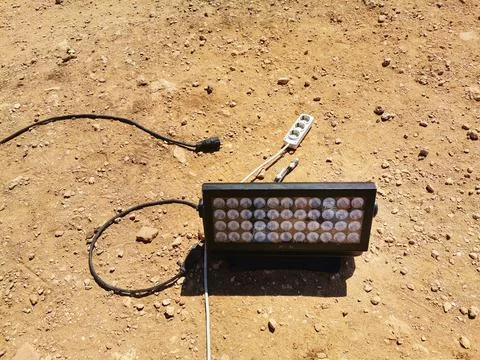 Lighting system in the field. Stock Photos