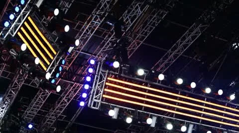 Lighting system on stage Stock Footage 11032042
