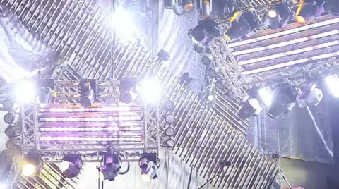 Lighting system on stage Stock Footage 11068313