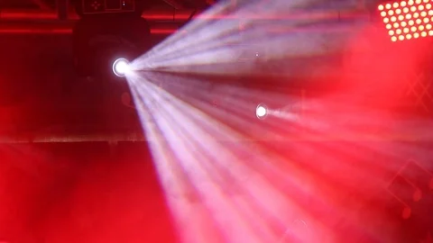 Lighting system on stage. Spotlight in the smoke at concert 스톡 동영상 85686202