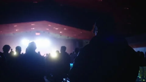 Lighting Tech Producing Live Music Worship Concert for young adults Stock Footage 237106297