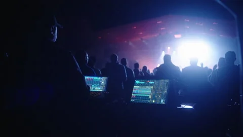 Lighting Tech Producing Live Music Worship Concert for young adults Stock Footage 237106484