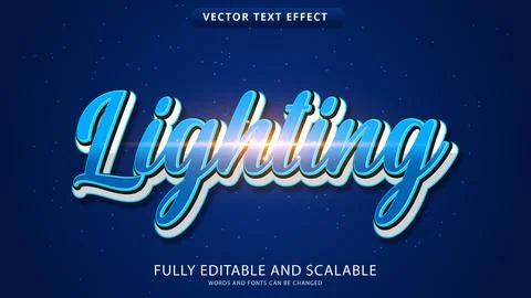 Lighting text effect editable with light effect eps file Stock Illustration