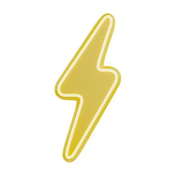 Lighting thunder sign 3d render. Interface button isolated on white. 스톡 일러스트
