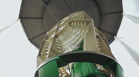 Lighting tower on the ocean coast in work Stock Footage 59794351