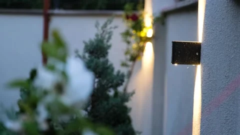 Lighting from wall sconces in the garden 動画素材 246926192