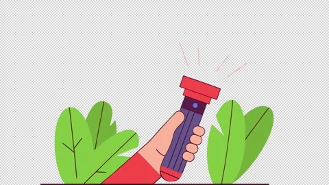 Lighting the way. Animation of a hand with a flashlight. Cartoon Stock Footage 324901899