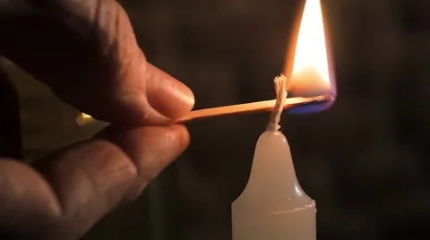 Lighting up a wight candle, close up Stock Footage 58339260