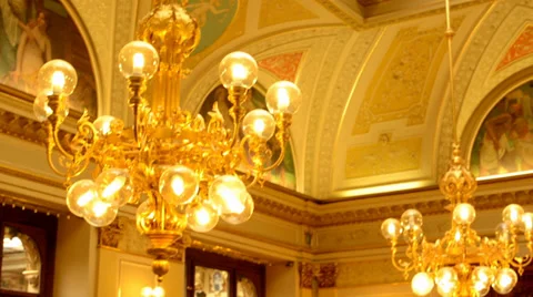 Lighting(lamp) - a historic building (interior) Stock Footage
