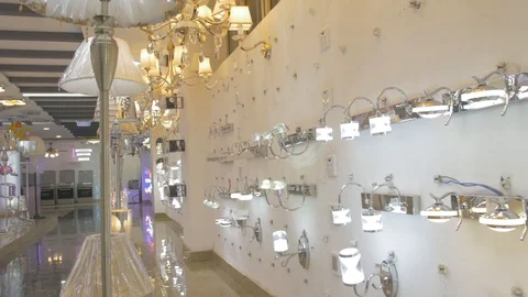 Lightings in a store on the right corner zoom in display Stock Footage 97556404