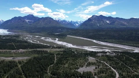 Lightly Snow Covered Mountains in Alaska Stock Footage 217849037