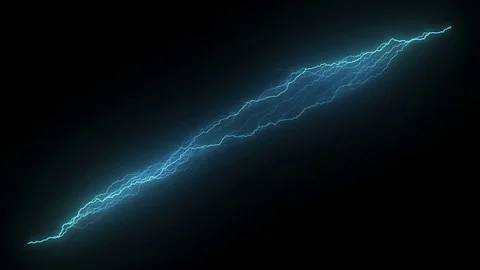 Lightning 2 Way Forking Blue Stock Footage 76666315