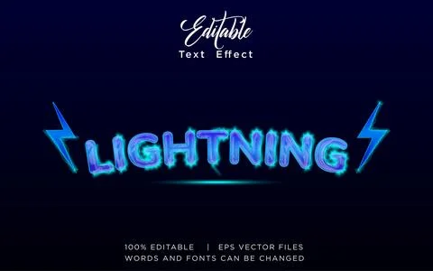 Lightning 3D Editable Text Effect Vector Design Stock Illustration