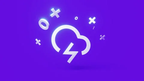 Lightning 3d icon on a simple purple background 4k seamless animation loop Stock Footage 202091988