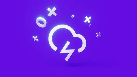 Lightning 3d icon on a simple purple background 4k Stock Illustration