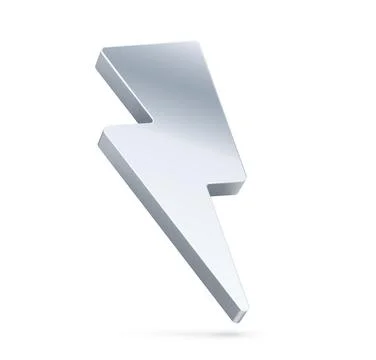 Lightning, 3D silver thunder bolt of energy power Stock Illustration