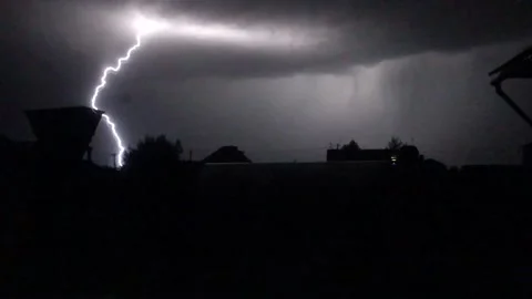 Lightning and flashes cut through the darkness. Stock Footage 135227995