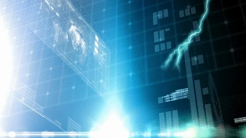 Lightning and futuristic interface Stock Footage 108879449