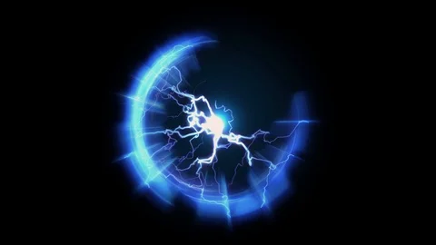 Lightning and light in energy ball with plasma radiating electric rays Stock Footage