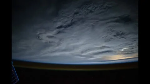Lightning and lights on the earth Stock Footage 313975555