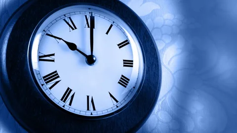 Lightning And Nightmare Shadows Over Clock On Wall Stock Footage 308397007