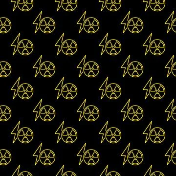 Lightning and Radiation vector symbol linear seamless pattern Stock Illustration