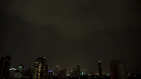 Lightning and rain in modern city center of Bangkok. Stock Footage 276223413