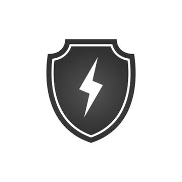 Lightning and shield symbol protect vector logo template icon. Vector illustr Stock Illustration