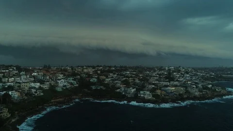 Lightning and storm clouds over Eastern Sydney, 4k, drone, Australia Stock Footage 102086661
