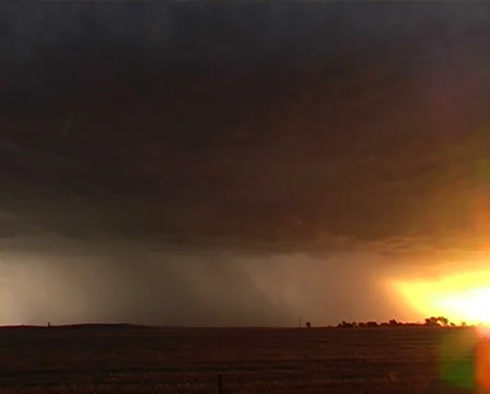 Lightning and Sunset with rippled storm base Stock Footage 40704177