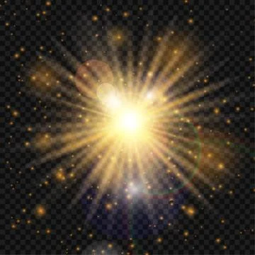 Lightning and thunder bolt or electric, glow and sparkle effect, vector art Stock Illustration