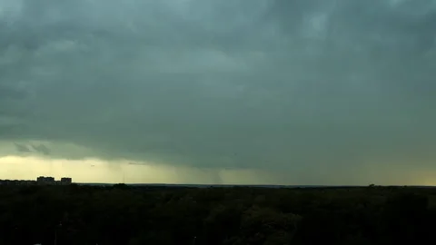 Lightning and Thunder Over the City at Night Stock Footage 197782236