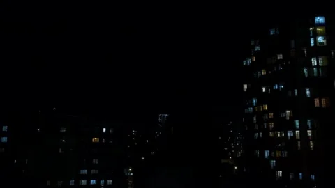 Lightning and thunder over the city at night. Lightning strikes and thunderstorm Stock Footage 252519087