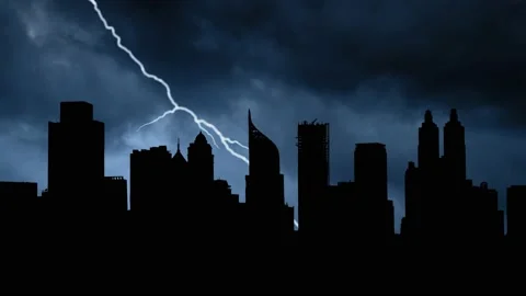 Lightning and Thunderstorm flash over Jakarta Skyline with High-Rise Building Vídeos de archivo 221774763