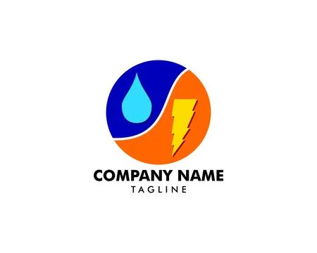 Lightning and water drop vector logo template concept illustration Stock Illustration