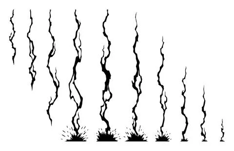 Lightning animation set with sparks. Electricity thunderbolt danger, light Stock Illustration