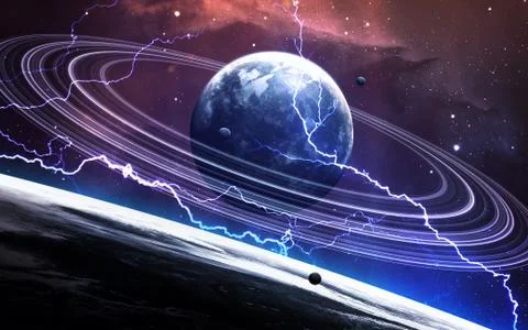 Lightning art in space Stock Photos