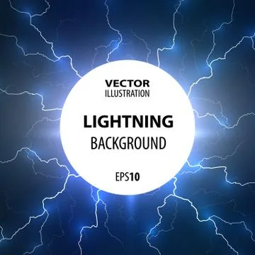 Lightning background. Flashes of lightning from the center of the circle Stock Illustration