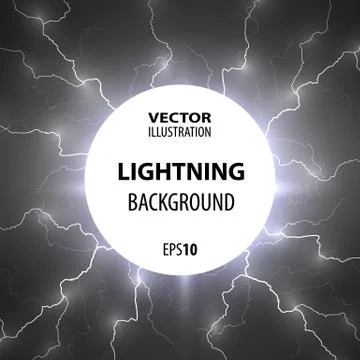 Lightning background. Flashes of lightning from the center of the circle Stock Illustration