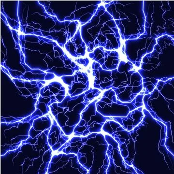 Lightning background, ice cracks pattern, thunder strikes, electric charge, blue Illustrazione stock
