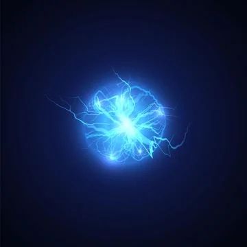 Lightning ball, vector blue plasma sphere, thunderbolt bright power, energy Illustrazione stock