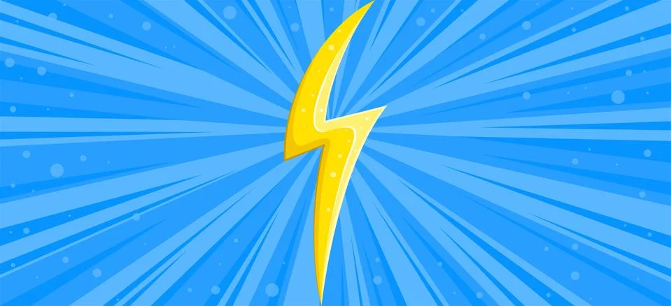Lightning banner with yellow flash. Comic style ligntning background. Vector Stock Illustration