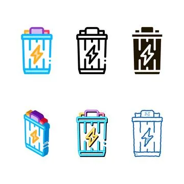 Lightning battery icon vector multistyle outline Illustrazione stock