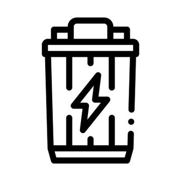 Lightning Battery Icon Vector Outline Illustration Stock Illustration