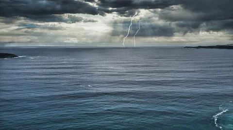 Lightning in the bay Stock Photos