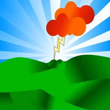 Lightning beating the ground 스톡 일러스트