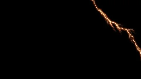 Lightning in the black sky. Isolated realistic orange electric lightning bo.. Stock Illustration