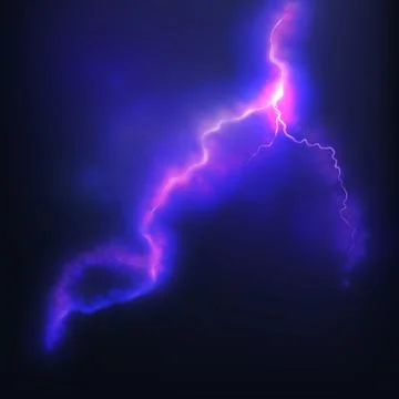 Lightning of blue on black background Illustrazione stock