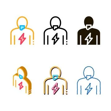 Lightning on body icon vector stylized outline Stock Illustration