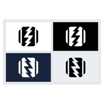 Lightning Bolt Abstract Logo Icon Set Stock Illustration